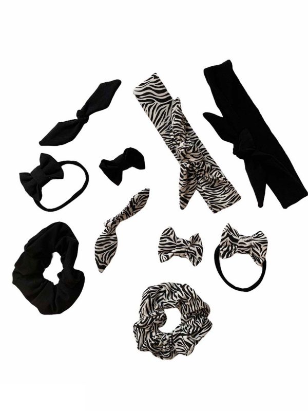 Haarband smal zwart met strik zebraprint - Afbeelding 4