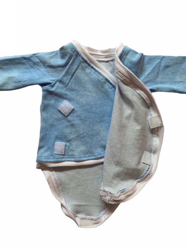Nicu romper met lange mouwen uni jeans klittenband - Afbeelding 2