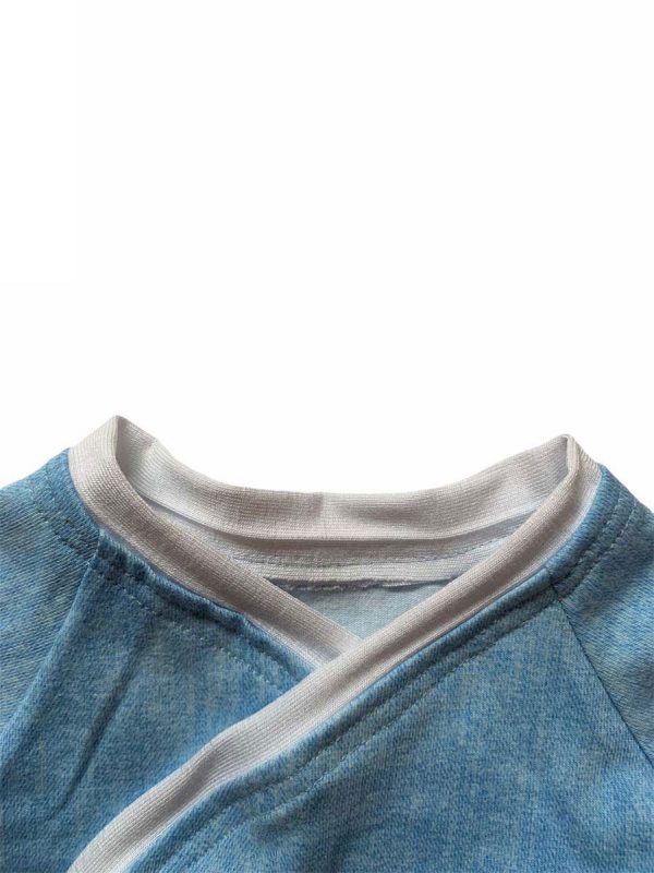 Nicu romper met lange mouwen uni jeans klittenband - Afbeelding 4