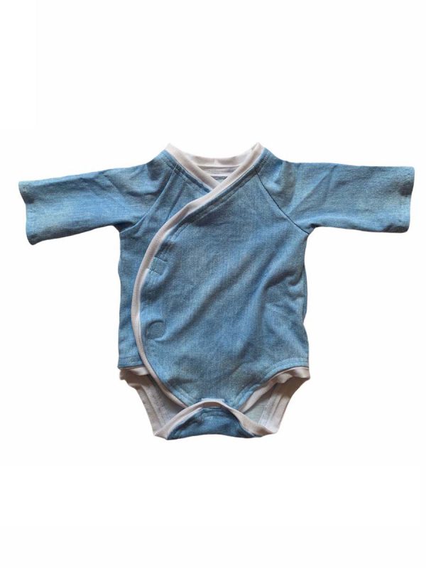 Nicu romper met lange mouwen uni jeans klittenband
