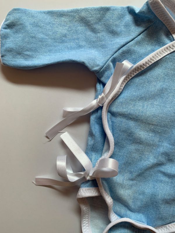 Nicu romper met lange mouwen uni jeans lint - Afbeelding 2