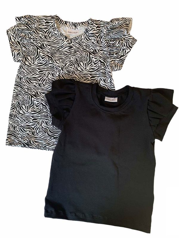 Shirt met ruffle korte mouw uni zwart - Afbeelding 3
