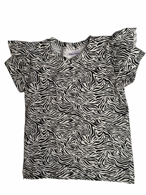 Shirt met ruffle korte mouw zebraprint