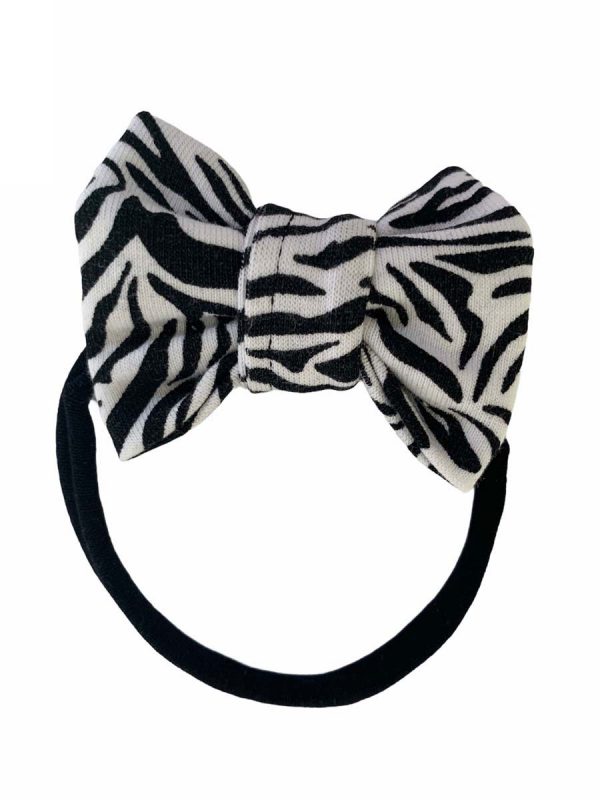 Haarband smal zwart met strik zebraprint - Afbeelding 3