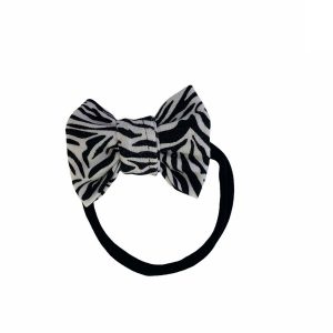 Haarband smal zwart met strik zebraprint