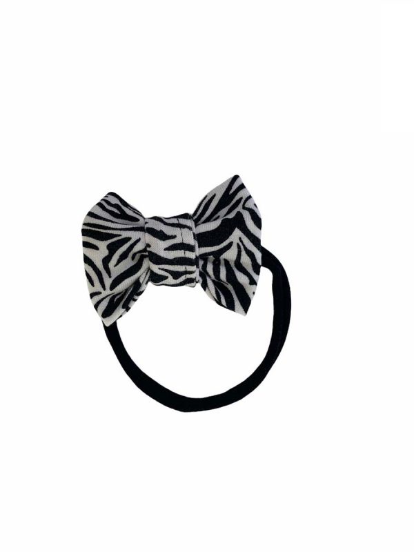 Haarband smal zwart met strik zebraprint
