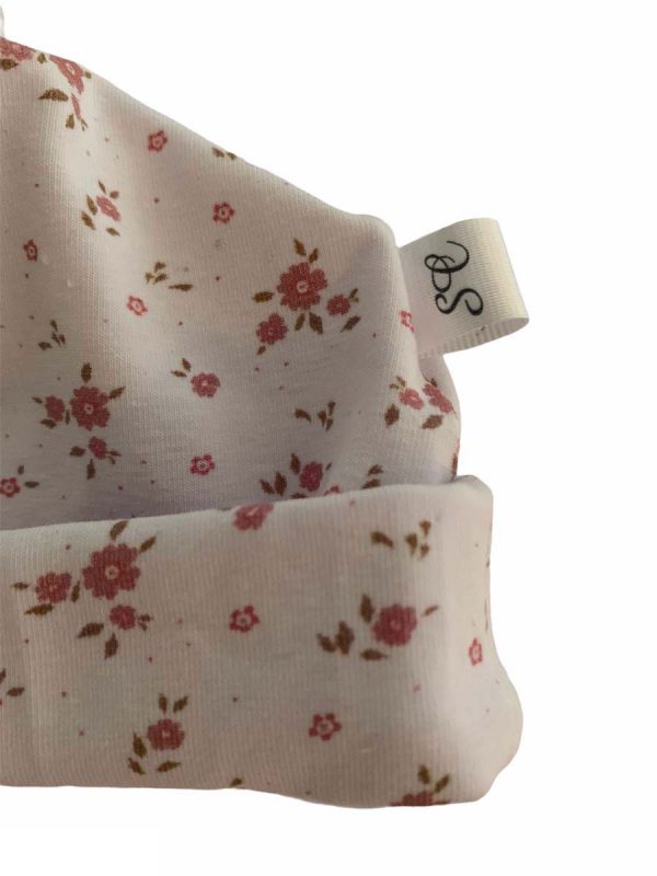 Babymuts met knoop bloemetjes - Afbeelding 2