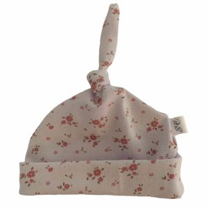 Babymuts met knoop bloemetjes