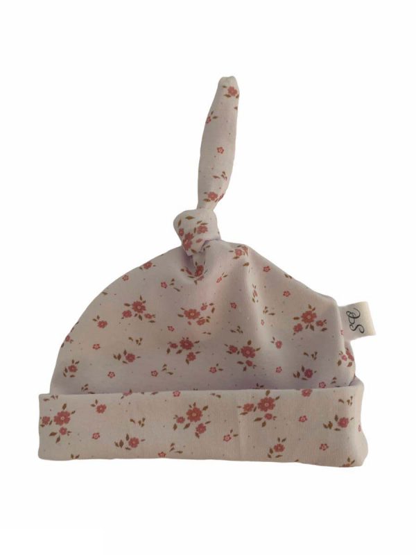 Babymuts met knoop bloemetjes