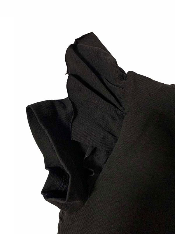 Shirt met ruffle korte mouw uni zwart - Afbeelding 2