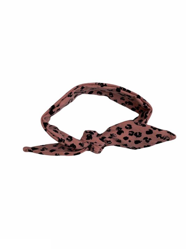 Knoophaarband met strik oudroze panterprint - Afbeelding 2