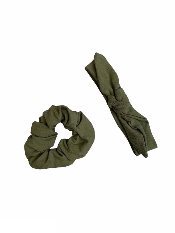 Scrunchy uni olijfgroen - Afbeelding 2
