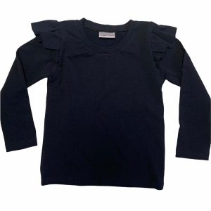 Shirt lange mouw ruffle uni donker blauw