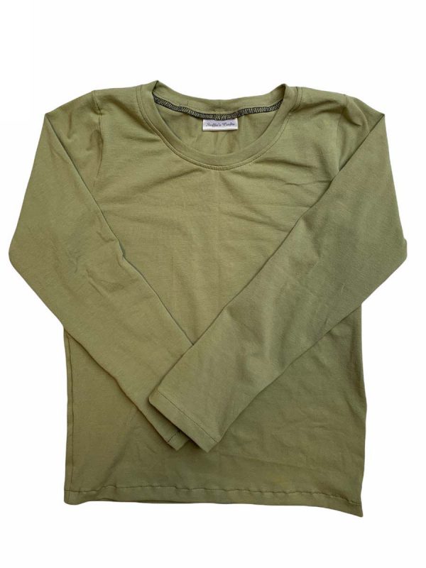 Shirt lange mouw uni olijfgroen