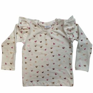 Shirt lange mouw ruffle wit hartjes