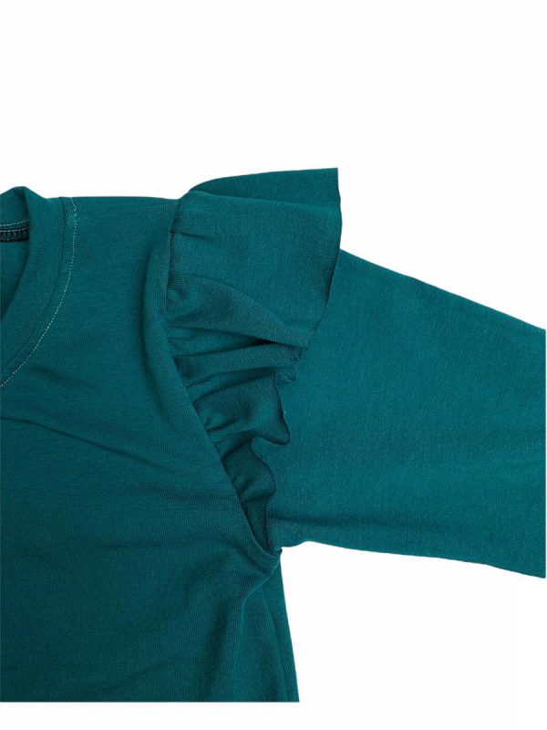 Shirt lange mouw ruffle uni dusty green - Afbeelding 2