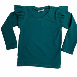 Shirt lange mouw ruffle uni dusty green