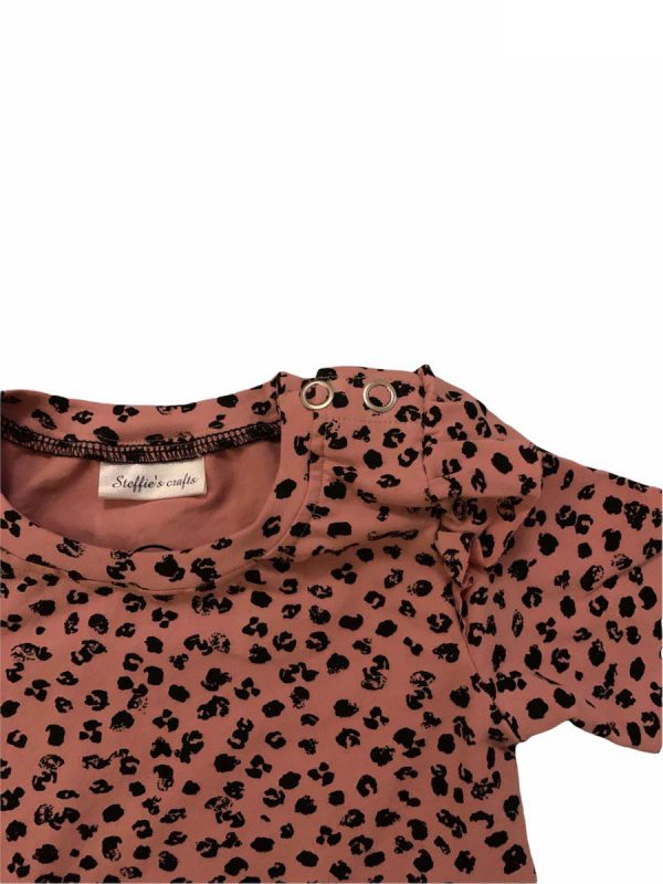 Shirt lange mouw ruffle oudroze panterprint - Afbeelding 4