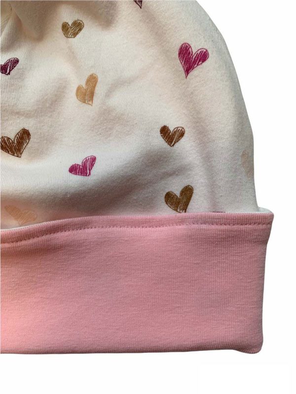 Muts licht roze wit hartjes - Afbeelding 2