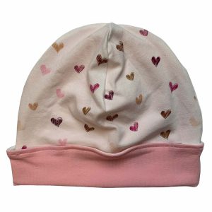 Muts licht roze wit hartjes