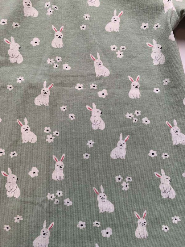 Shirt met ruffle korte mouw oud groen konijntjes - Afbeelding 4