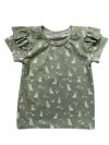 Shirt met ruffle korte mouw oud groen konijntjes
