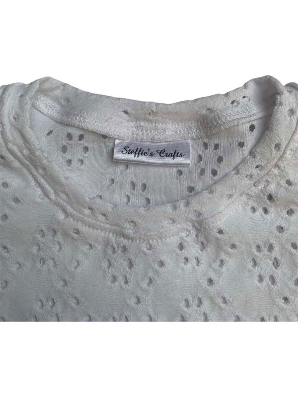 Shirt met ruffle korte mouw effen wit broderie - Afbeelding 3
