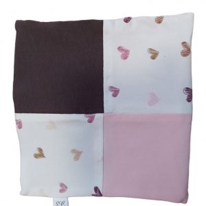 Knisperdoekje wit hartje licht roze donker bruin