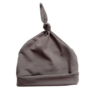 Babymuts met knoop uni taupe
