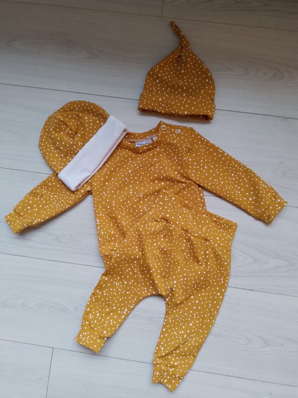 Shirt lange mouw okergeel met witte stip - Afbeelding 3