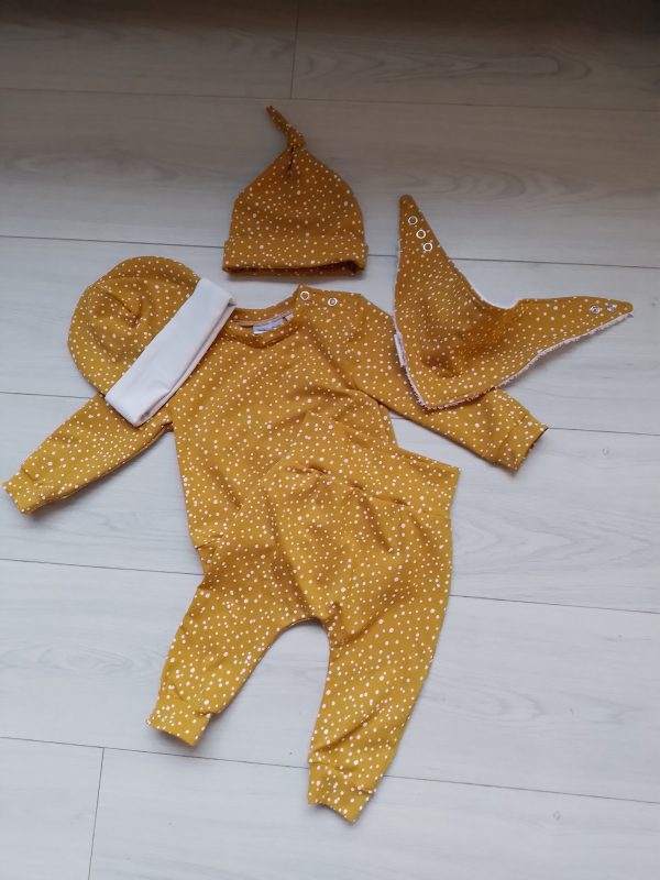 Shirt lange mouw okergeel met witte stip - Afbeelding 2