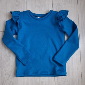 Shirt lange mouw ruffles jogging uni blauw