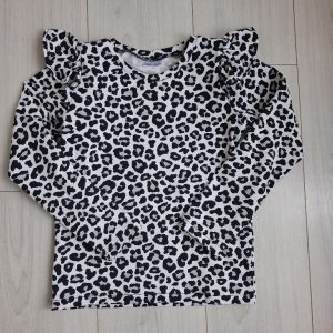 Shirt lange mouw ruffle panterprint
