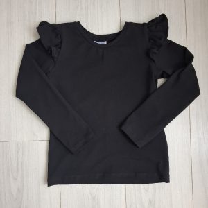 Shirt lange mouw ruffle uni zwart