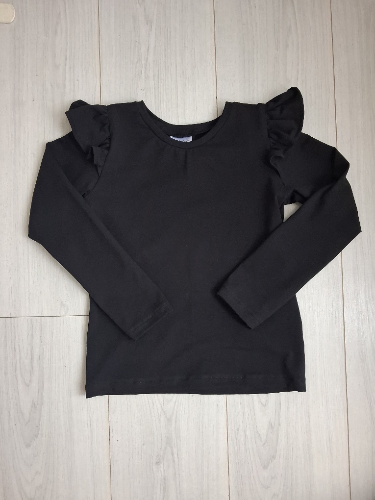 Shirt lange mouw ruffle uni zwart