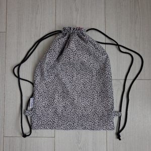 Tas met trektouwtjes panterprint roze