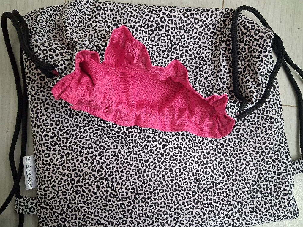 Tas met trektouwtjes panterprint roze - Afbeelding 4