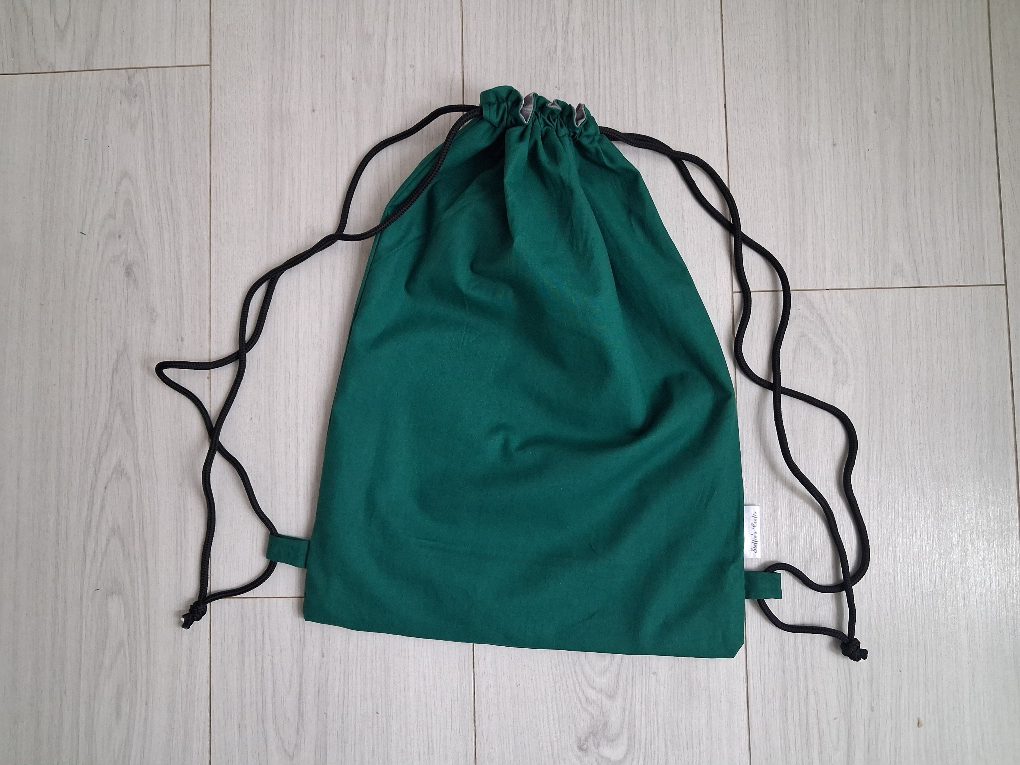 Tas met trektouwtjes effen groen grijs