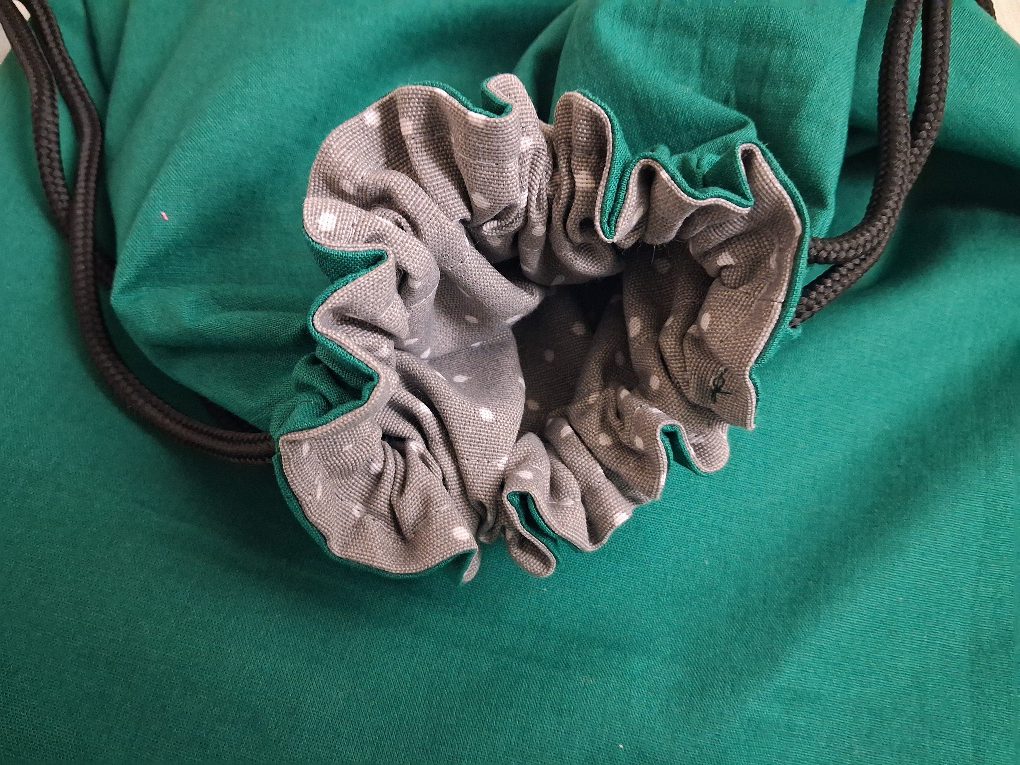 Tas met trektouwtjes effen groen grijs - Afbeelding 2