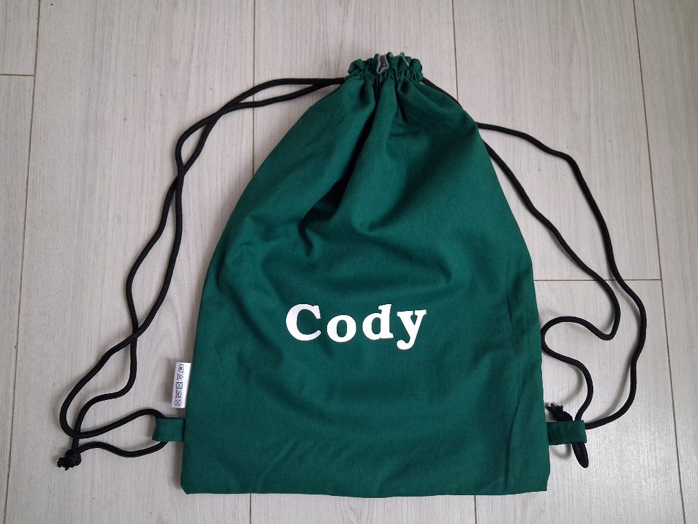 Tas met trektouwtjes effen groen grijs - Afbeelding 3