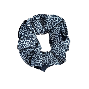 Scrunchy omkeerbaar panterprint effen zwart