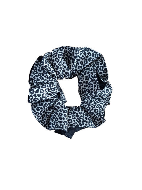 Scrunchy omkeerbaar panterprint effen zwart