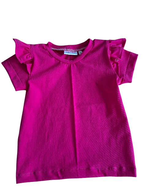 Shirt met ruffle korte mouw fuchsia