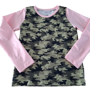Shirt lange mouw licht roze en camouflage romp