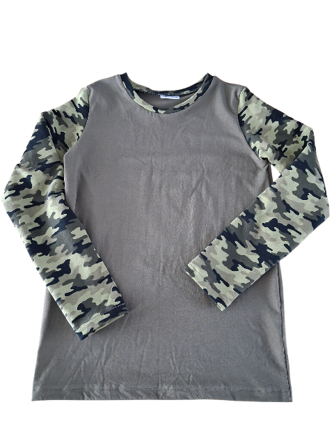 Shirt lange mouw camouflage en olijfgroen romp