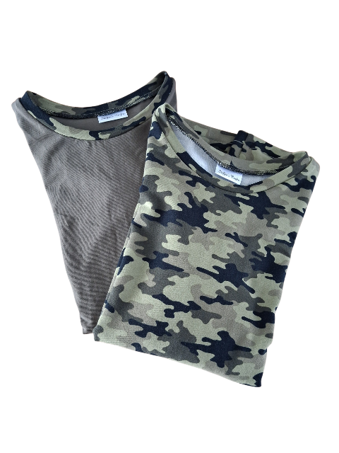 Shirt lange mouw camouflage en olijfgroen romp - Afbeelding 2